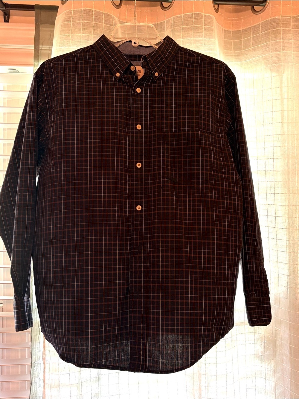Haggar Black Plaid Long-Sleeve Button-Down Shirt